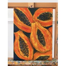 Juicy Papaya Fruits — Original Oil Painting